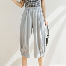 Load image into Gallery viewer, Women's Summer Cropped Pants Long High Waist Women Loose Black