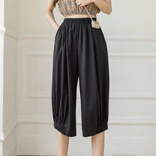 Load image into Gallery viewer, Women's Summer Cropped Pants Long High Waist Women Loose Black