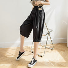 Load image into Gallery viewer, Women's Summer Cropped Pants Long High Waist Women Loose Black