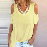 Women's Summer Round Neck Casual Loose Plus Size Solid Color T Shirt