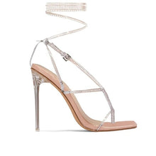 Load image into Gallery viewer, Women's Summer Sandals Thin High Heels Crystal Ankle Strap Female - Sophornlilly