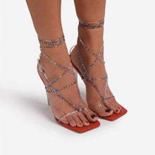 Load image into Gallery viewer, Women's Summer Sandals Thin High Heels Crystal Ankle Strap Female - Sophornlilly