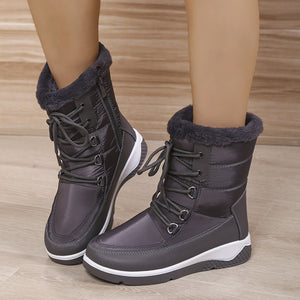 Women's Thicken Warm Waterproof Snow Boots Long Plush Platform Ankle