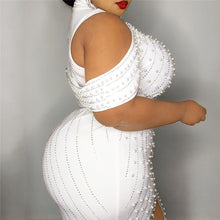 Load image into Gallery viewer, Turtleneck Bodycon Mini Dress With Pearl