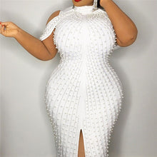 Load image into Gallery viewer, Turtleneck Bodycon Mini Dress With Pearl