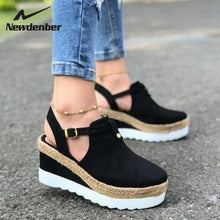 Load image into Gallery viewer, Women's Vintage Sandals Buckle Strap Straw Thick Bottom Woman Shoes