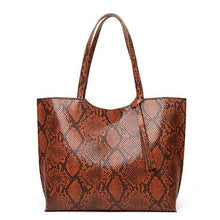 Load image into Gallery viewer, Women's bags new European and American fashion snake print tote