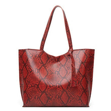 Load image into Gallery viewer, Women's bags new European and American fashion snake print tote