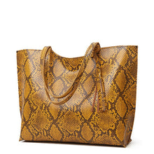 Load image into Gallery viewer, Women's bags new European and American fashion snake print tote