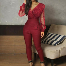 Load image into Gallery viewer, Women's jumpsuit spring and autumn new jumpsuit zipper V neck - Sophornlilly