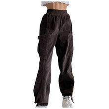 Load image into Gallery viewer, Women's pants Solid Color High Waist Elastic Belt Straight Casual