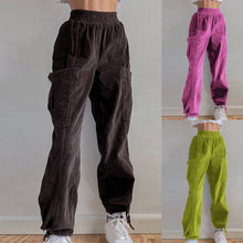 Load image into Gallery viewer, Women's pants Solid Color High Waist Elastic Belt Straight Casual