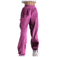 Load image into Gallery viewer, Women's pants Solid Color High Waist Elastic Belt Straight Casual