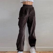Load image into Gallery viewer, Women's pants Solid Color High Waist Elastic Belt Straight Casual