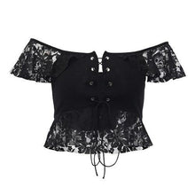 Load image into Gallery viewer, Women traf Tanks &amp; Camis Vintage Gothic Punk Bandage Lace Off Shoulder - Sophornlilly