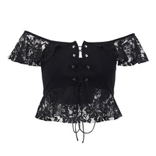 Load image into Gallery viewer, Women traf Tanks &amp; Camis Vintage Gothic Punk Bandage Lace Off Shoulder - Sophornlilly
