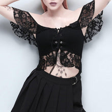 Load image into Gallery viewer, Women traf Tanks &amp; Camis Vintage Gothic Punk Bandage Lace Off Shoulder - Sophornlilly