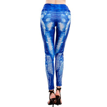 Load image into Gallery viewer, Womens Leggings Imitation Jeans Floral Printing Elastic Waist Pencil