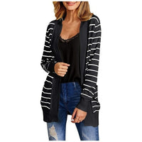 Womens Long Cardigan Sweaters Oversized Open Front Striped Loose Coat