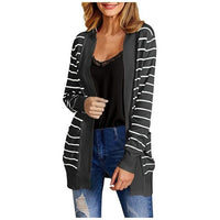 Womens Long Cardigan Sweaters Oversized Open Front Striped Loose Coat