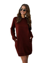 Load image into Gallery viewer, Womens Long Sleeve Sweater Dresses Winter Dress O Neck Loose Package