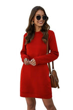 Load image into Gallery viewer, Womens Long Sleeve Sweater Dresses Winter Dress O Neck Loose Package