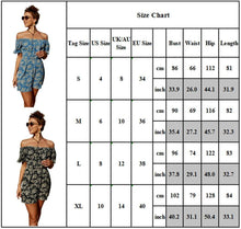 Load image into Gallery viewer, Womens Off Shoulder Floral Mini Jumpsuit Summer Playsuit Beach Romper - Sophornlilly