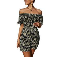 Load image into Gallery viewer, Womens Off Shoulder Floral Mini Jumpsuit Summer Playsuit Beach Romper - Sophornlilly