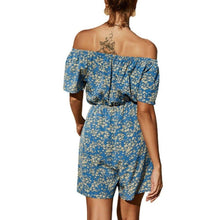 Load image into Gallery viewer, Womens Off Shoulder Floral Mini Jumpsuit Summer Playsuit Beach Romper - Sophornlilly