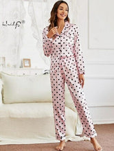 Load image into Gallery viewer, Womens Pajamas Set Silk Satin Sleepwear Women Casual Long Sleeve