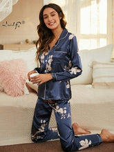 Load image into Gallery viewer, Womens Pajamas Set Silk Satin Sleepwear Women Casual Long Sleeve