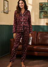 Load image into Gallery viewer, Womens Pajamas Set Silk Satin Sleepwear Women Casual Long Sleeve