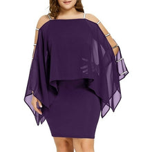 Load image into Gallery viewer, Ladder Cut Overlay Asymmetric Chiffon Strapless Mini