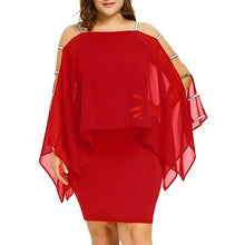 Load image into Gallery viewer, Ladder Cut Overlay Asymmetric Chiffon Strapless Mini