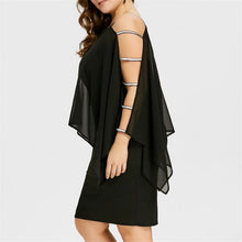 Load image into Gallery viewer, Ladder Cut Overlay Asymmetric Chiffon Strapless Mini