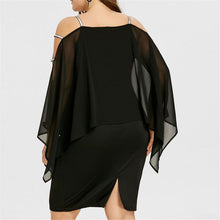 Load image into Gallery viewer, Ladder Cut Overlay Asymmetric Chiffon Strapless Mini