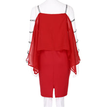 Load image into Gallery viewer, Ladder Cut Overlay Asymmetric Chiffon Strapless Mini