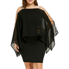 Load image into Gallery viewer, Ladder Cut Overlay Asymmetric Chiffon Strapless Mini