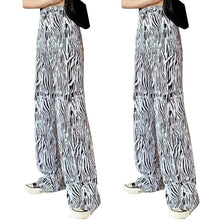 Load image into Gallery viewer, Womens Zebra Striped Palazzo Long Pants Casual Wide Leg Loose Baggy