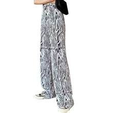 Load image into Gallery viewer, Womens Zebra Striped Palazzo Long Pants Casual Wide Leg Loose Baggy