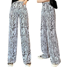 Load image into Gallery viewer, Womens Zebra Striped Palazzo Long Pants Casual Wide Leg Loose Baggy