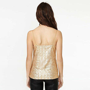 Womens tank top Sequin Glitter Strappy Tank Tops Ladies Sexy Sparkle - Sophornlilly