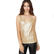 Load image into Gallery viewer, Womens tank top Sequin Glitter Strappy Tank Tops Ladies Sexy Sparkle - Sophornlilly