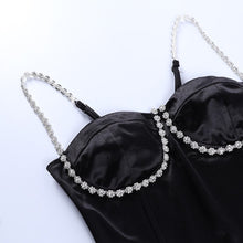 Load image into Gallery viewer, Wonen Party Tops Low Cut Bling Rhinestone Camis Club Crop Tops Shiny