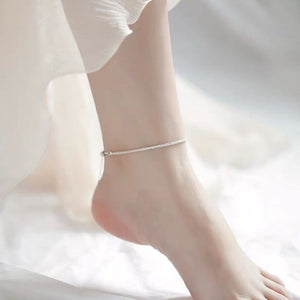 Sterling Silver Sparkling Single Anklet