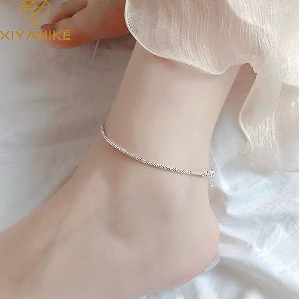 Sterling Silver Sparkling Single Anklet