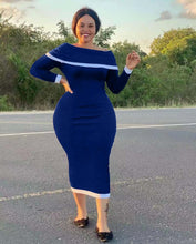 Load image into Gallery viewer, Plus size dress sexy rib Off the Shoulder