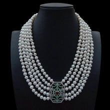 Load image into Gallery viewer, 5 Strands Freshwater Cultured White Pearl Necklace Multi Color
