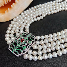 Load image into Gallery viewer, 5 Strands Freshwater Cultured White Pearl Necklace Multi Color