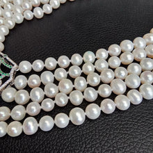 Load image into Gallery viewer, 5 Strands Freshwater Cultured White Pearl Necklace Multi Color